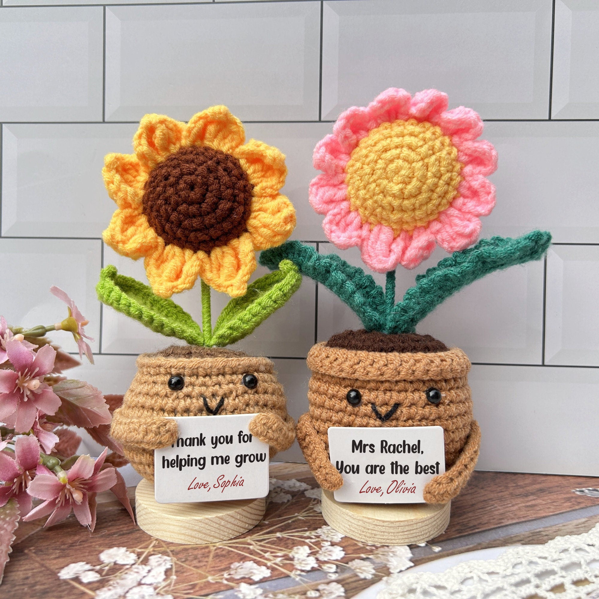 plant pot thank you for helping me grow Personalized Gift For Teacher Thank You For Helping Me Grow Crochet Plant