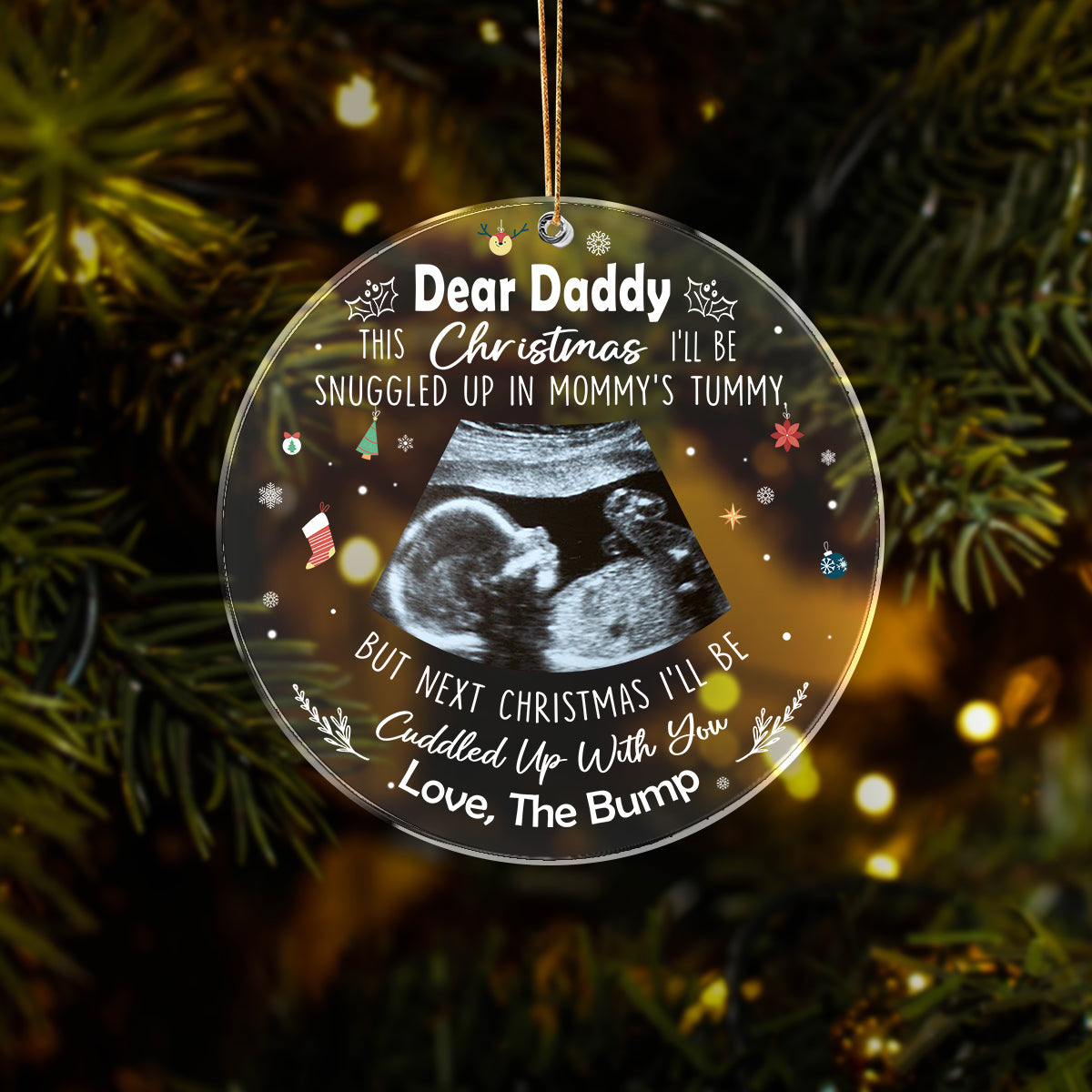 Custom Photo This Christmas Baby Bump To Daddy Acrylic Ornament HA75 891068