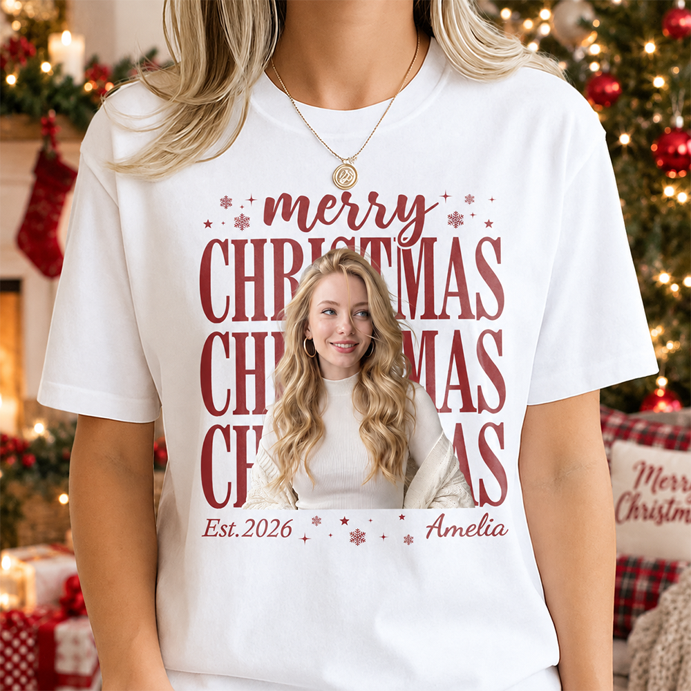 Custom Photo Merry Christmas Shirt, Personalized Holiday Gift For Family TH10 171123