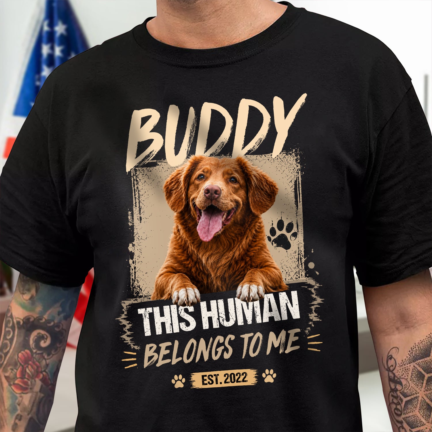 Custom Dog Cat Photo This Human Belong To Us Dark Shirt HO82 902706