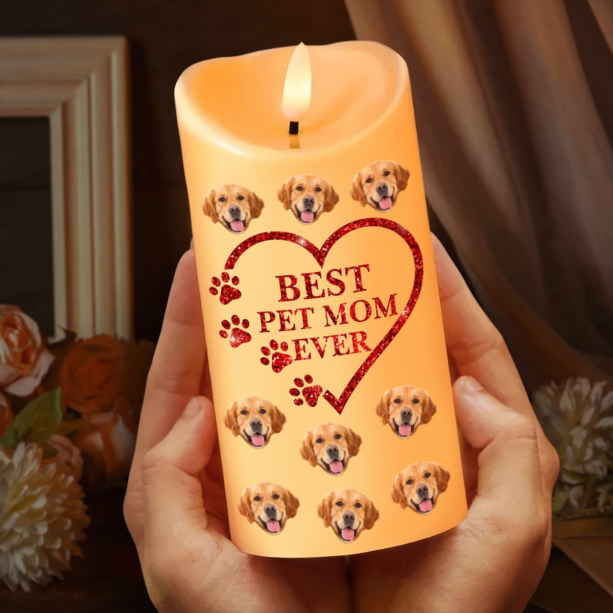 Custom Photo Best Pet Mom Ever Led Candle For Pet Lover TH10 892627