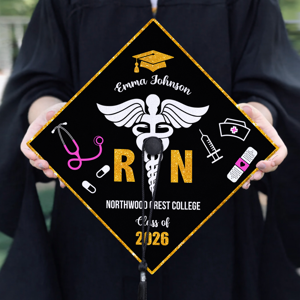 Personalized Nurse Class of 2026 RN Grad Graduation Cap Topper CH07 910892