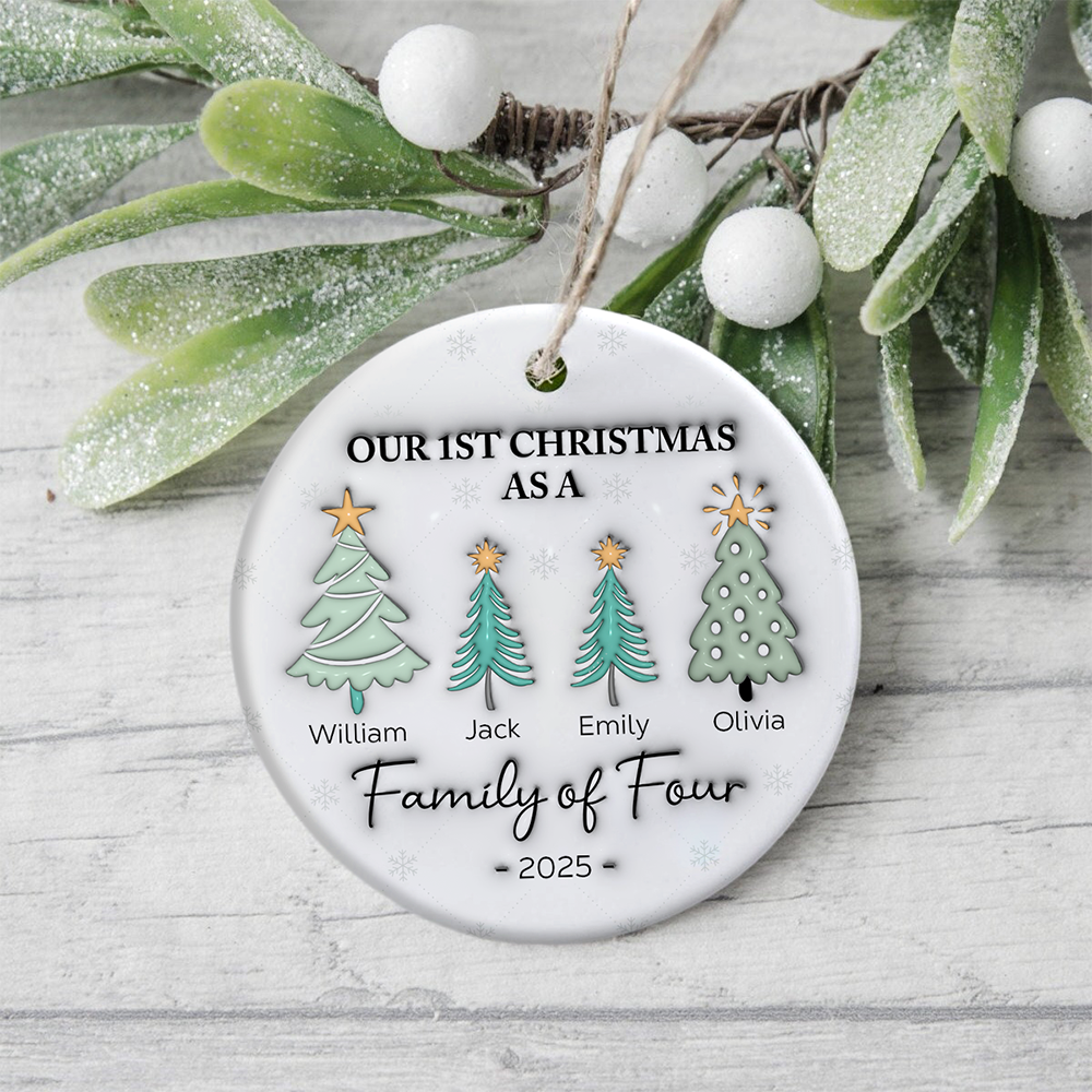 Personalized First Christmas As A Family Ceramic Ornament For Christmas TH10 894985