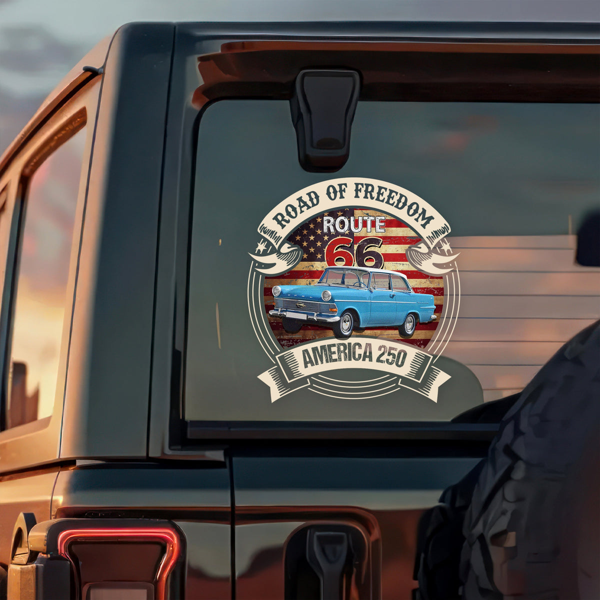 Custom Car  Photo Route 66 Road Of Freedom American 250 Car Window Decal Sticker TH10 898501