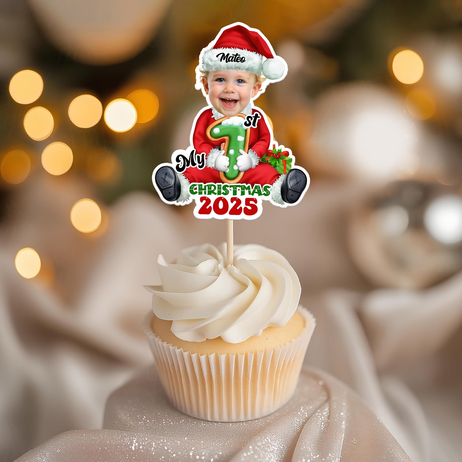 Custom Photo Santa Baby Christmas Cupcake Toppers LM32 893913