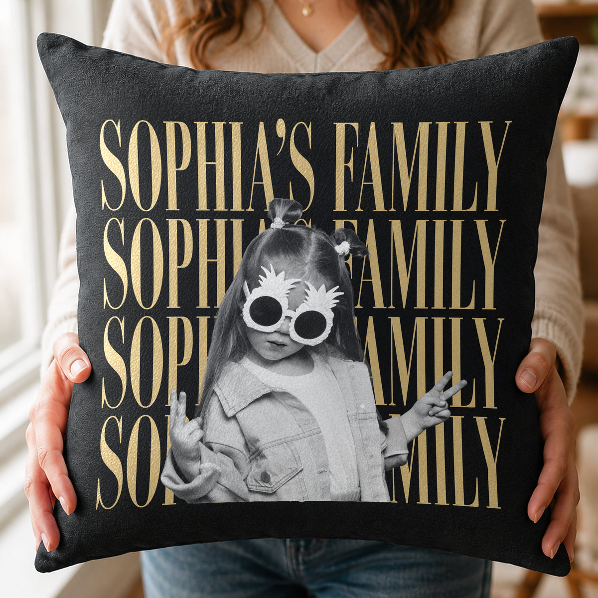 Custom Vintage Photo Pillow - Personalized Gift for Family TH10 170325