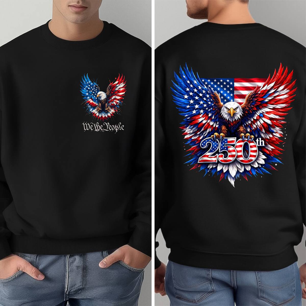 250 Years American 250th Anniversary Back & Front Shirt USA Flag We The People Dark Shirt CH07 910954