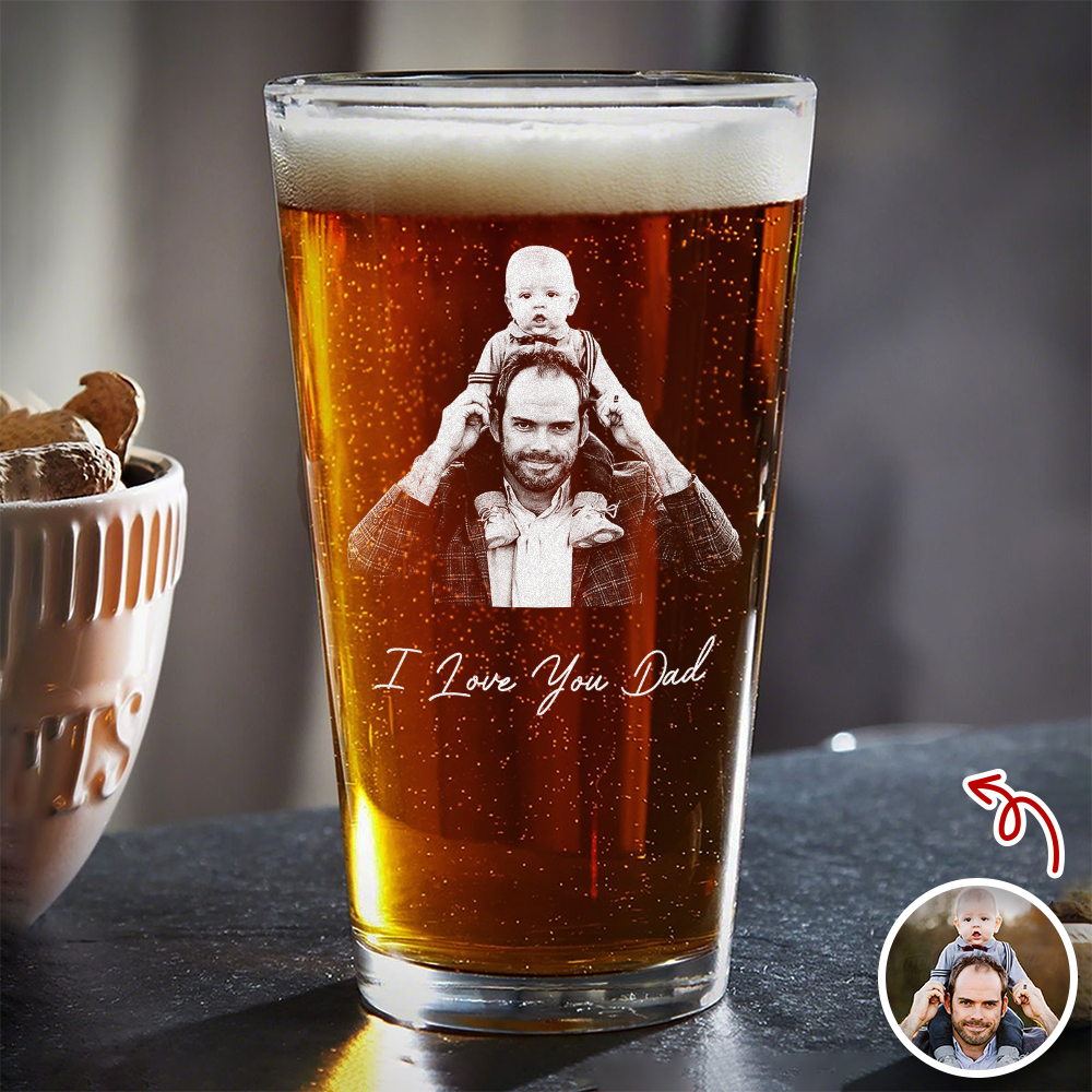 Custom Photo Dad and Kid Beer Glass - Gift for Father’s Day CH07 911358