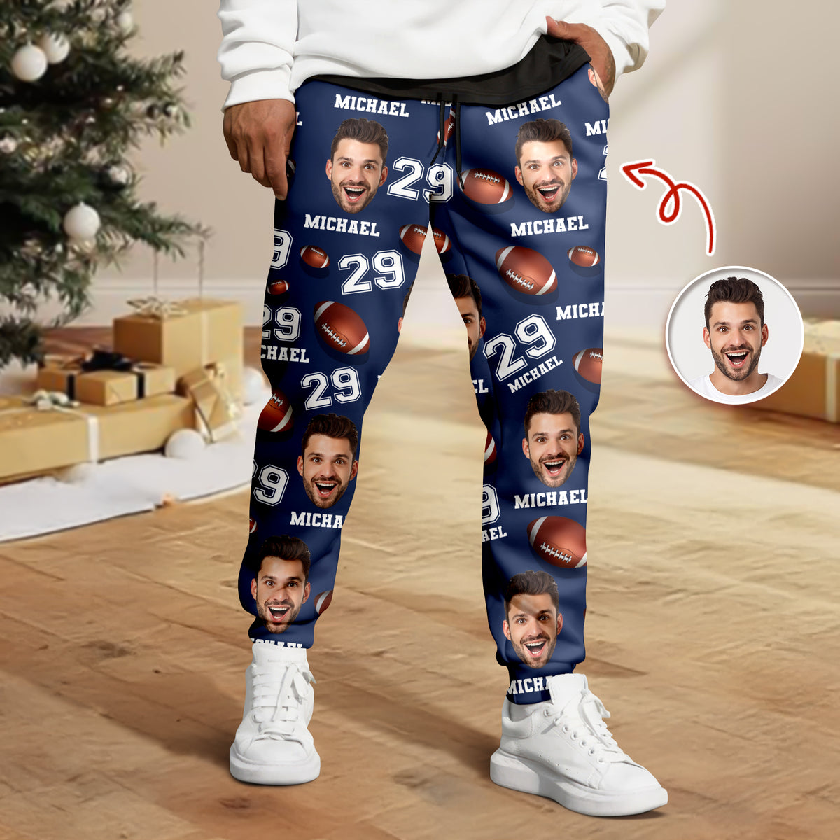 Custom Photo, Name And Number Sweatpants Christmas Gift For Football Lovers CH07 899482