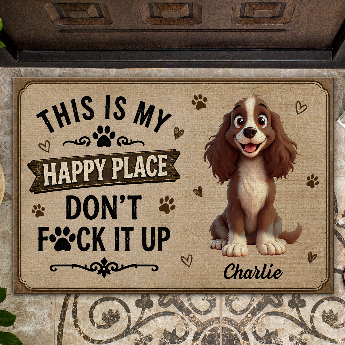 Personalized This Is My Happy Place Doormat For Dog Lover Home Entrance Decor Gift CH07 180126