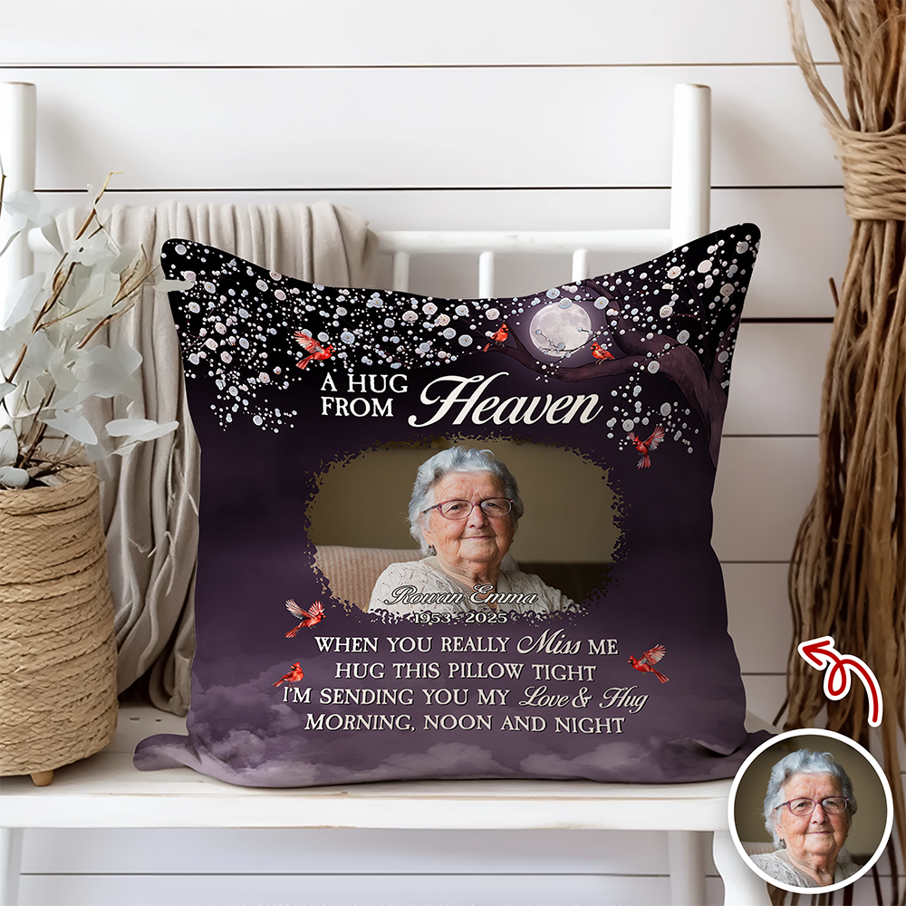 Custom Photo A Hug From Heaven - Personalized Memorial Pillow CH07 896486