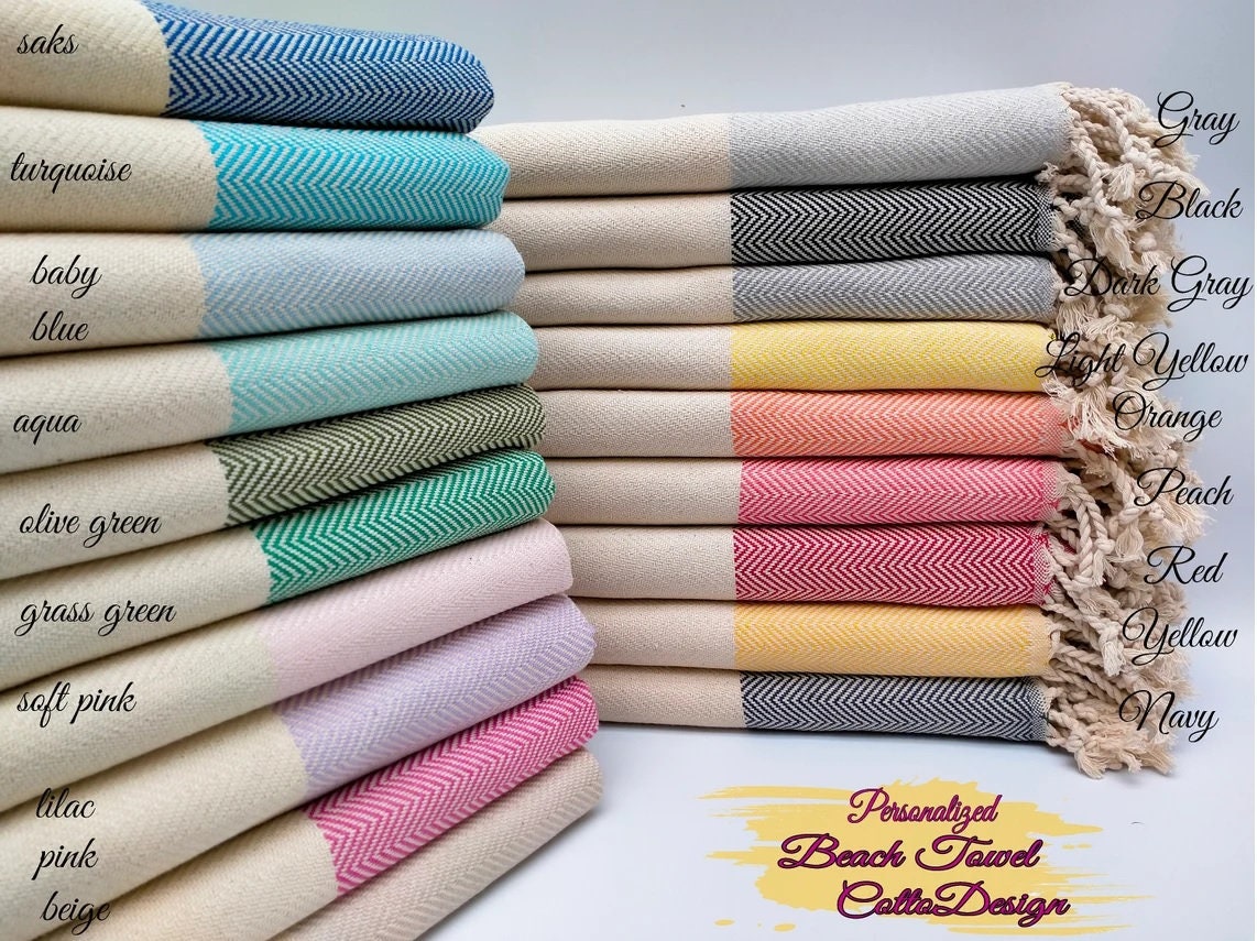 Personalized Name Turkish Beach Towel, Pool Towel- Holiday Gift, Party Gifts, Mother's Day, Bachelorette Favor Towel Gift LM32 899897