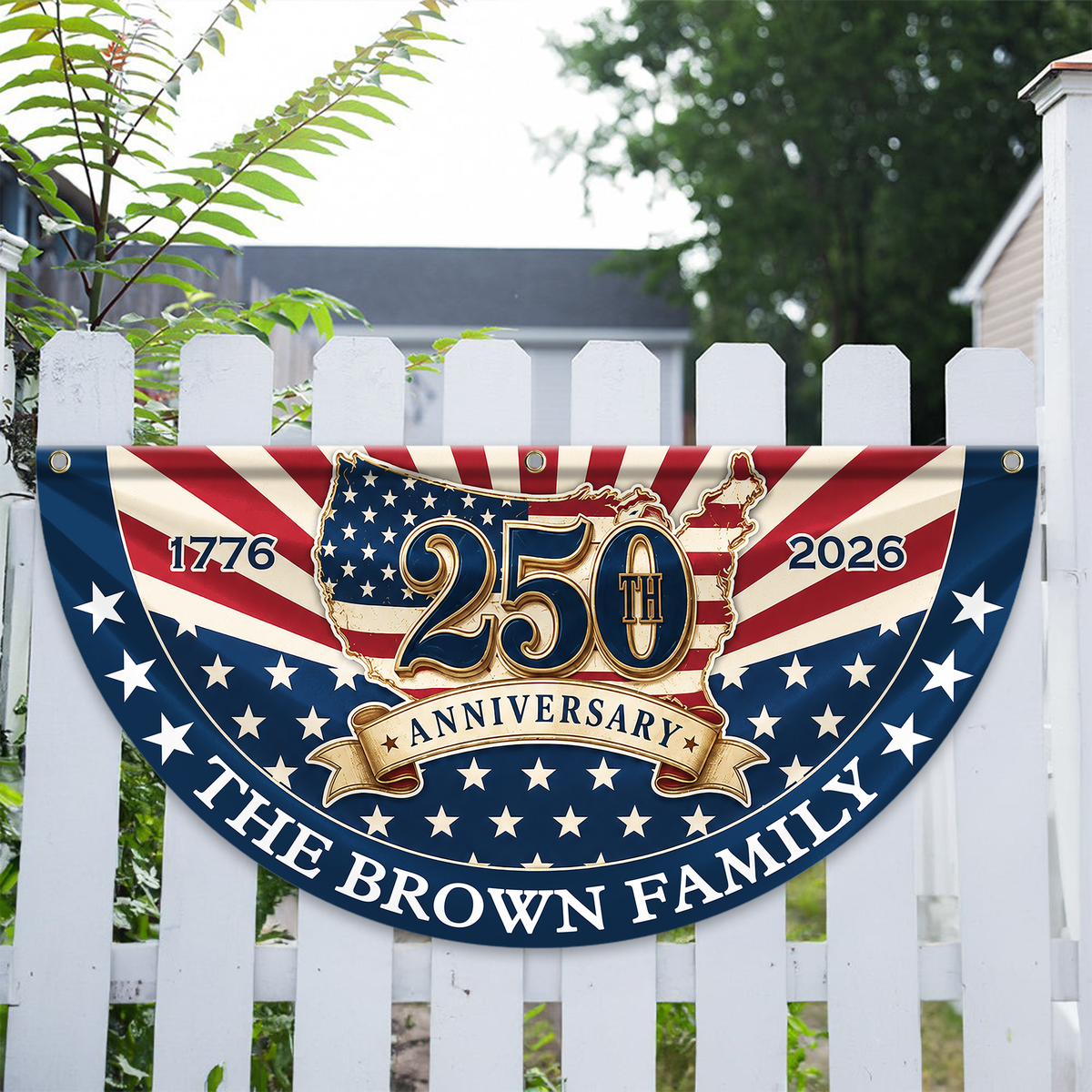 Custom Family Name 250th Anniversary 1776-2026 America Flag CH07 911976
