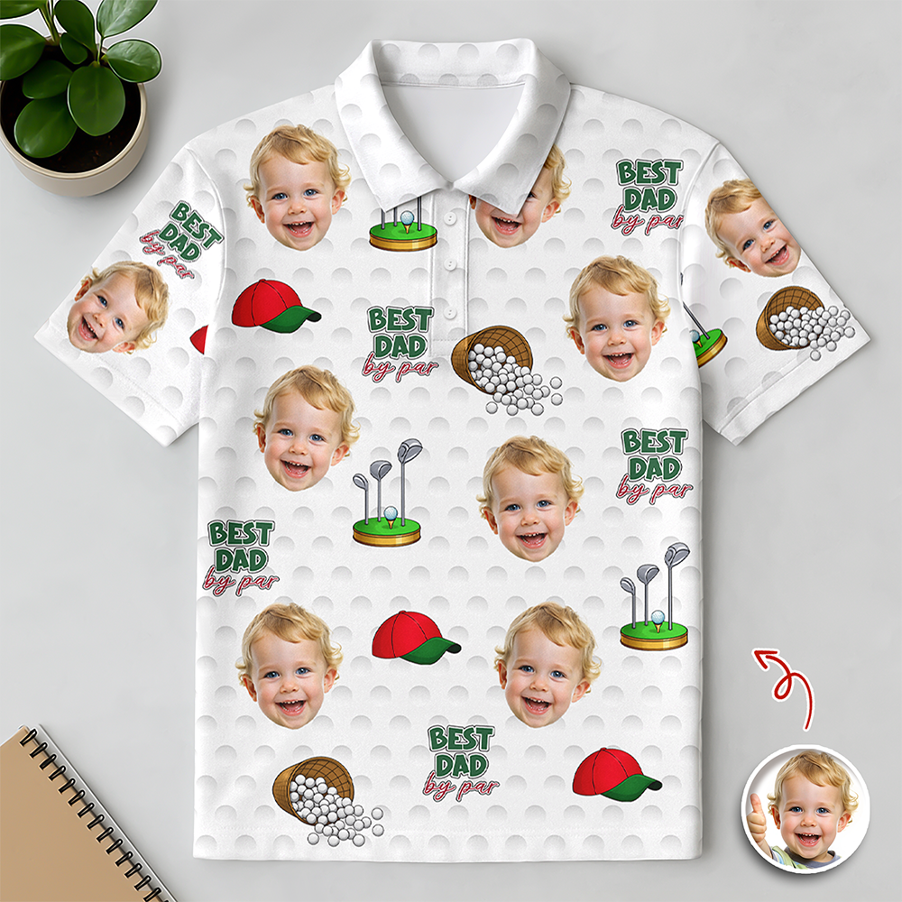 Best Dad By Par Polo Shirt Personalized Funny Face Photo Polo Shirt CH07 911126
