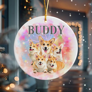 Custom Dog Photo and Name Retro Ceramic Ornament For Dog Lovers LM32 891967