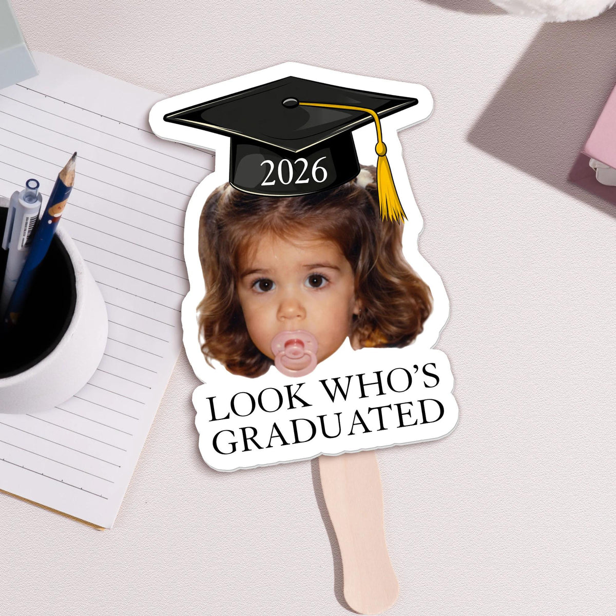 Look Who's Graduated Custom Funny Face Graduation 2026 Big Heads Face Fan CH07 895580