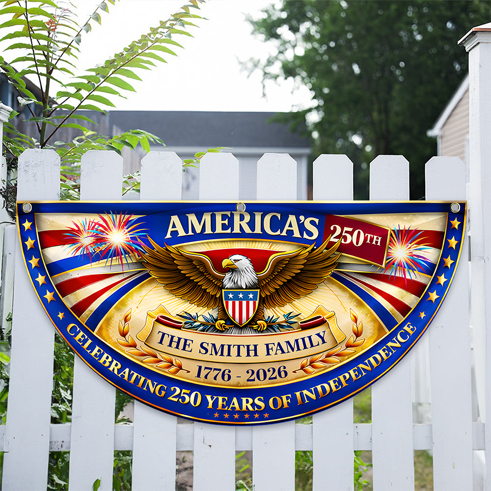 Custom Family Name America Celebrating 250 Years Of Independence 1776 - 2026 Non-Pleated Fan Flag CH07 911102