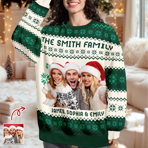 Custom Photo Family Ugly Sweater Christmas, Funny Gift For Family, Dad, Mom, Grandpa, Grandma HA75 897126