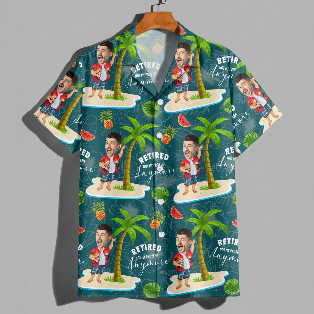 Custom Face All Over Print Hawaiian Shirt Personalized Retirement Gift for Dad LM32 893483