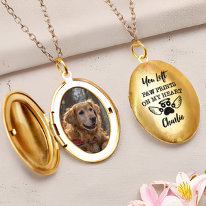 Custom Photo You Left Paw Prints On My Heart Dog Memorial Locket Necklace HA75 892290