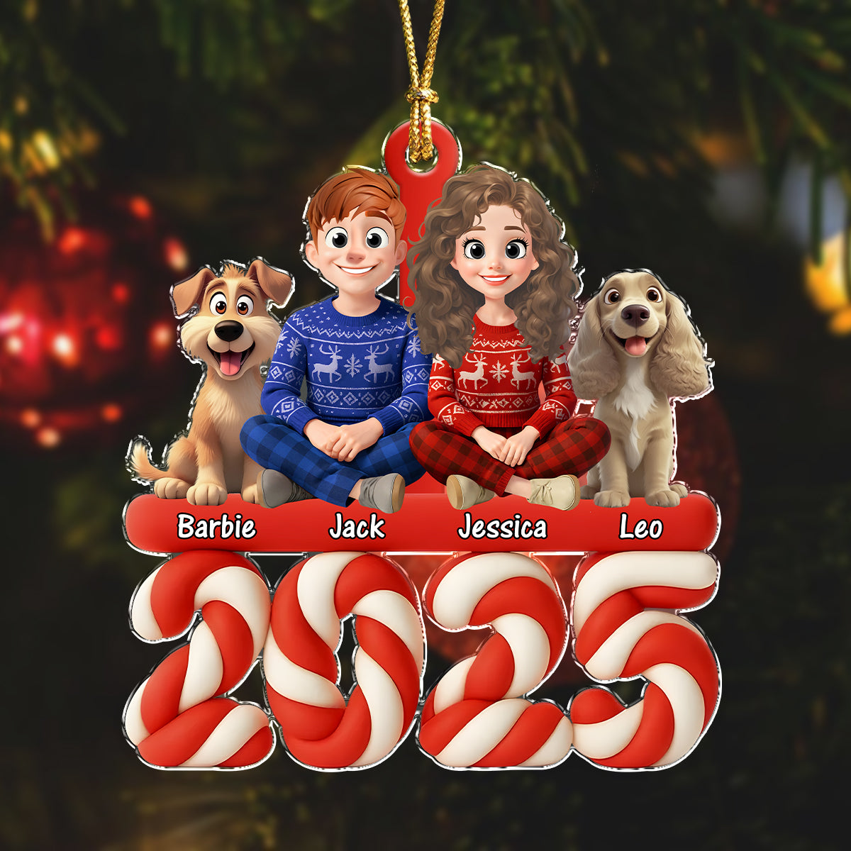 Family Marshamallow Acrylic Ornament Personalized Gift For Dog Lovers HO82 900130
