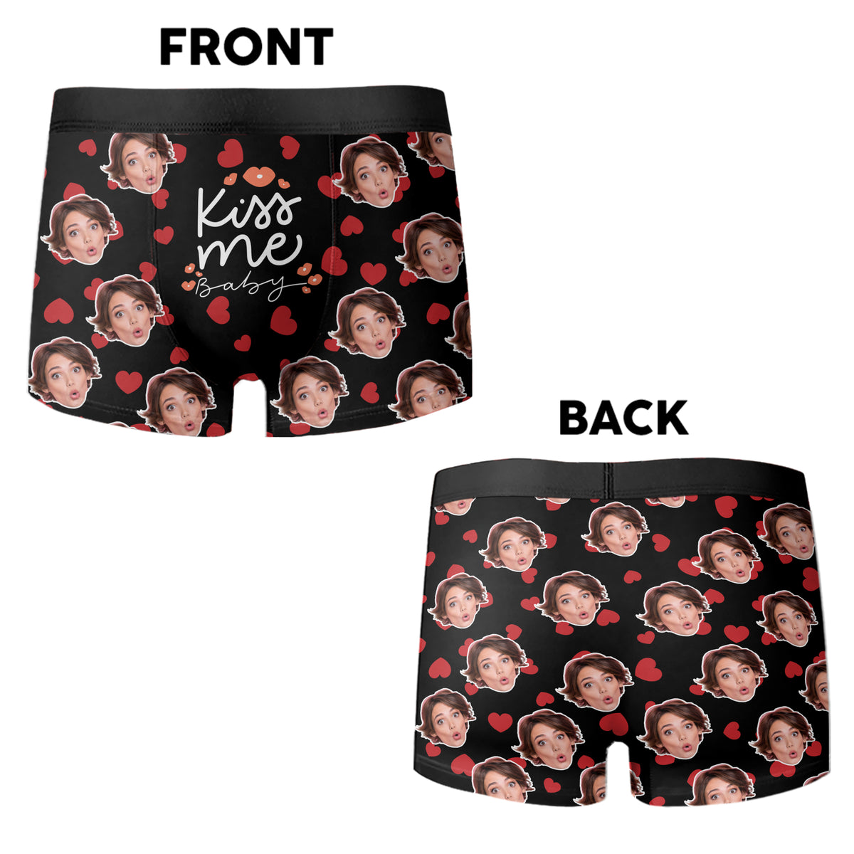Custom Face Photo Kiss Me Men's Boxer Brief Funny Valentine Gift For Husband/Boyfriend CH07 899742