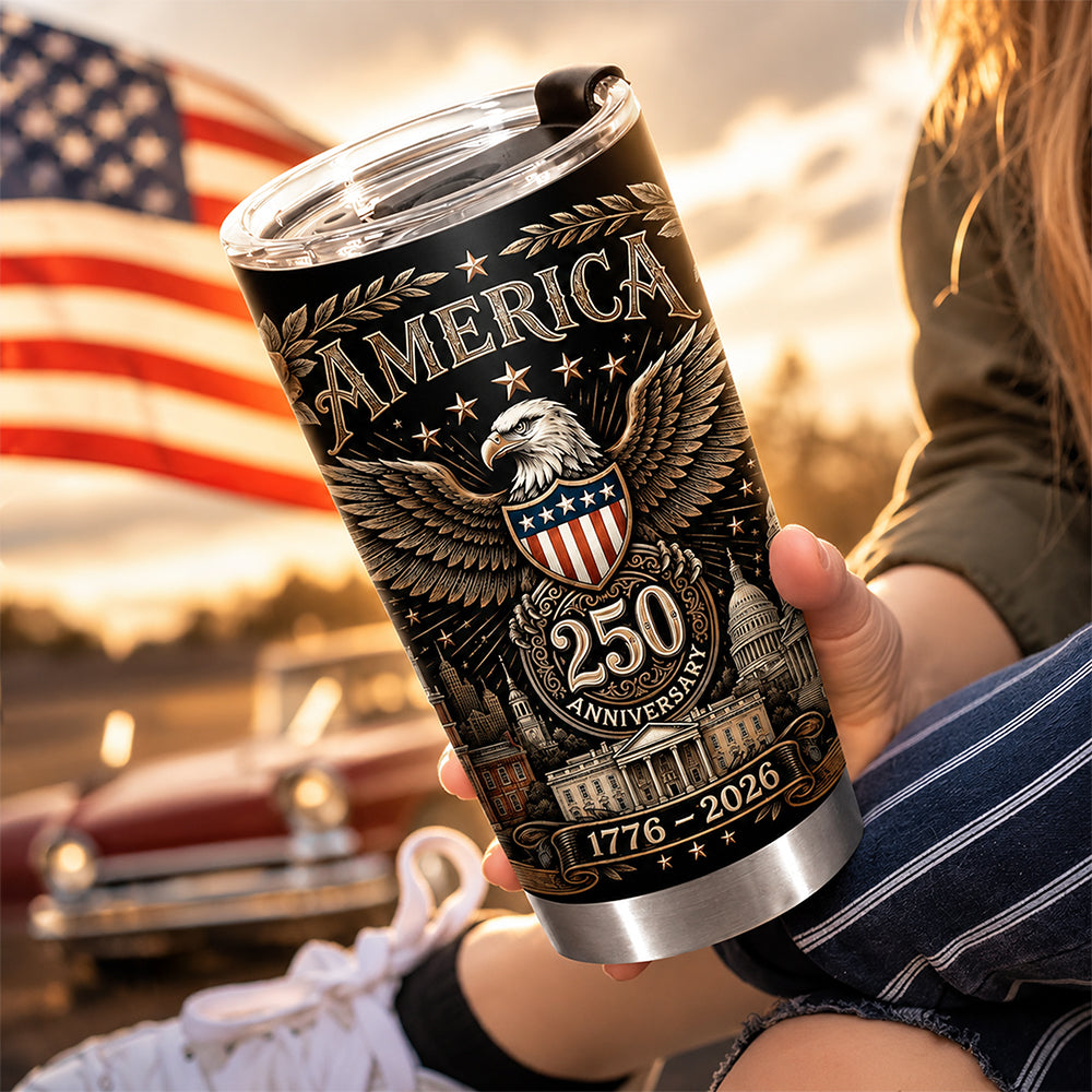 America 250th Anniversary 1776 - 2026 Patriotic Fat Tumbler HA75 921602