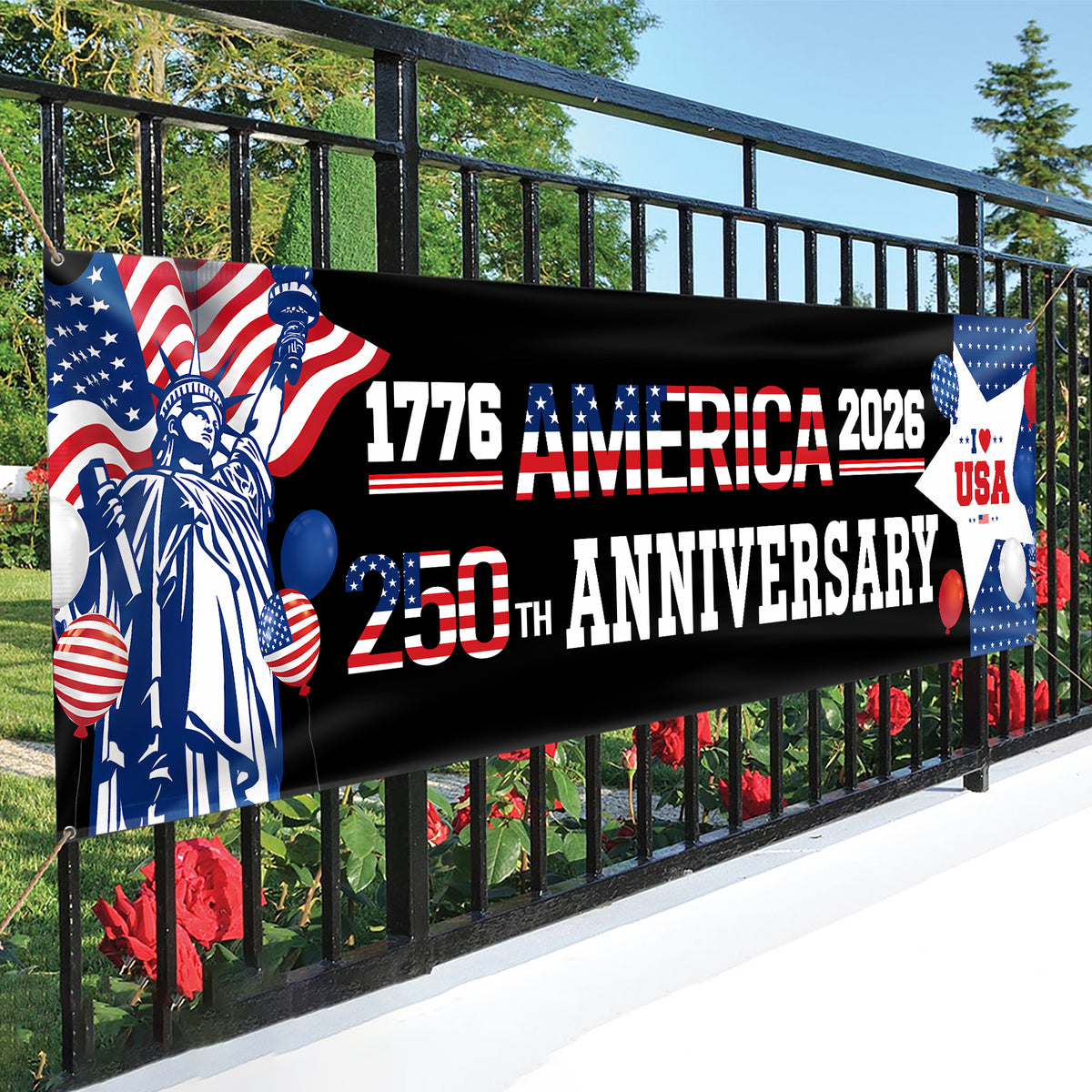 American 1776-2026 The Statue of Liberty Balloons 250th Anniversary Patriotic Party Banner HO82 902778