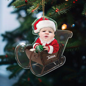 Custom Baby Face Red Wagon Personalized Acrylic Ornament HO82 891060