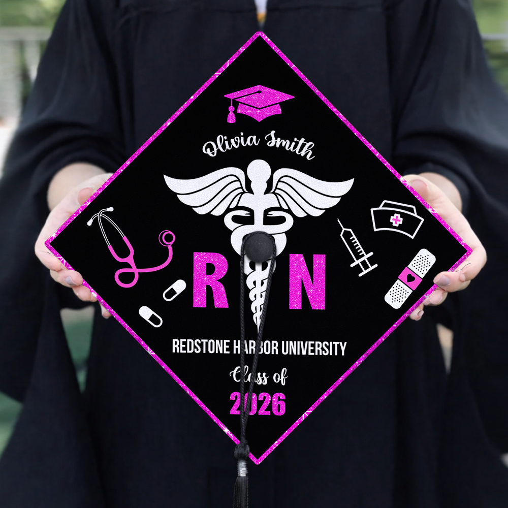 Personalized Nurse Class of 2026 RN Grad Graduation Cap Topper CH07 910892