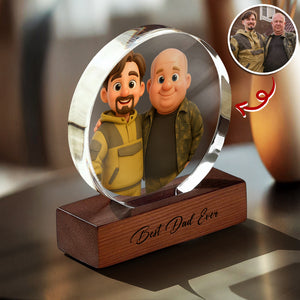 Custom 3D Catoon Photo Gift For Dad Round Acrylic Frame Block LM32 893653