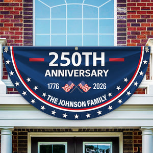 Custom Family Name 250th Anniversary 1776-2026 America Non-Pleated Fan Flag HA75 898792