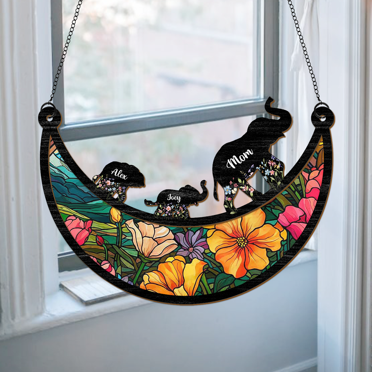 Custom Mama Elephant Family Suncatcher Mother's Day Gift HA75 920674