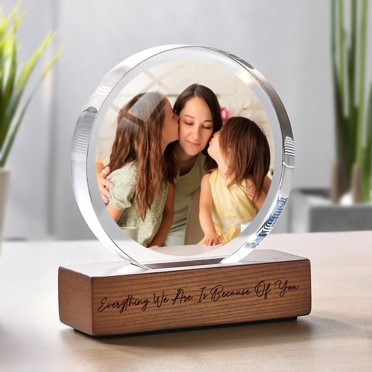 Custom Portrait Mom & Kid Photo Round Acrylic Frame Block - Personalized Gift for Mom, Mother's Day HO82 901494