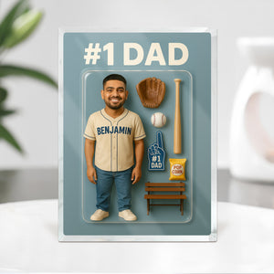 Custom Photo 3D Effect Baseball #1 Dad Acrylic Block Plaque, Unique Keepsake HO82 893908