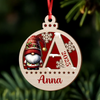 Personalized Letter Name Gnomes Christmas 2 Layer Wooden Ornament HA75 898300