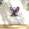 Custom Family Name Eagle & American Flag Monogram Metal Sign HA75 920512