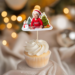 Custom Photo Cute Baby Christmas Cupcake Topper CH07 899770