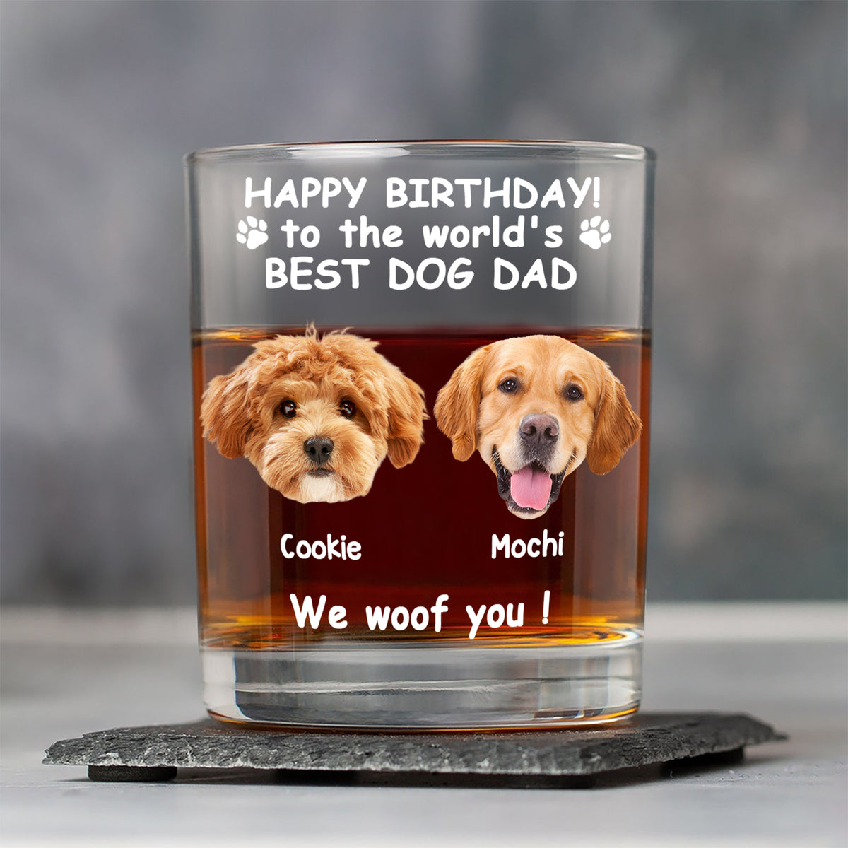 Custom Photo Woof Best Dog Dad Whiskey Glass Father's Day Gifts HA75 892370