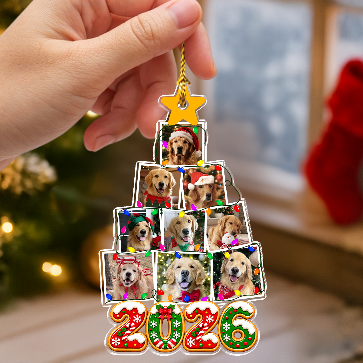 Custom Photo Dog With Christmas Tree Acrylic Ornament HO82 904154