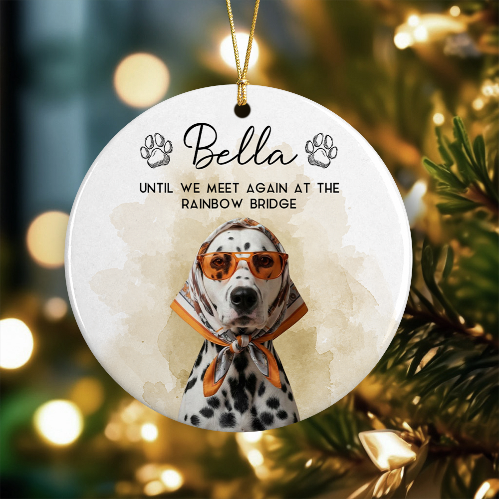 Custom Watercolor Pet Portrait Memorial Ceramic Ornament - Personalized Remembrance Gift HO82 903484