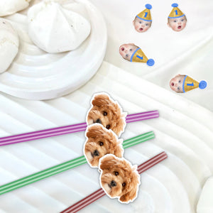 Custom Photo Funny Dog Cat Face Personalized Colorful Straws Birthday Party Decoration LM32 897613