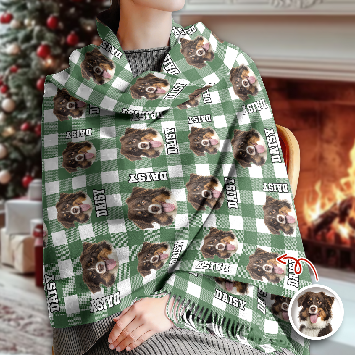 Custom Photo Name Dog Cat Men And Women's Wool Scarf Christmas Gift For Pet Lovers LM32 897477