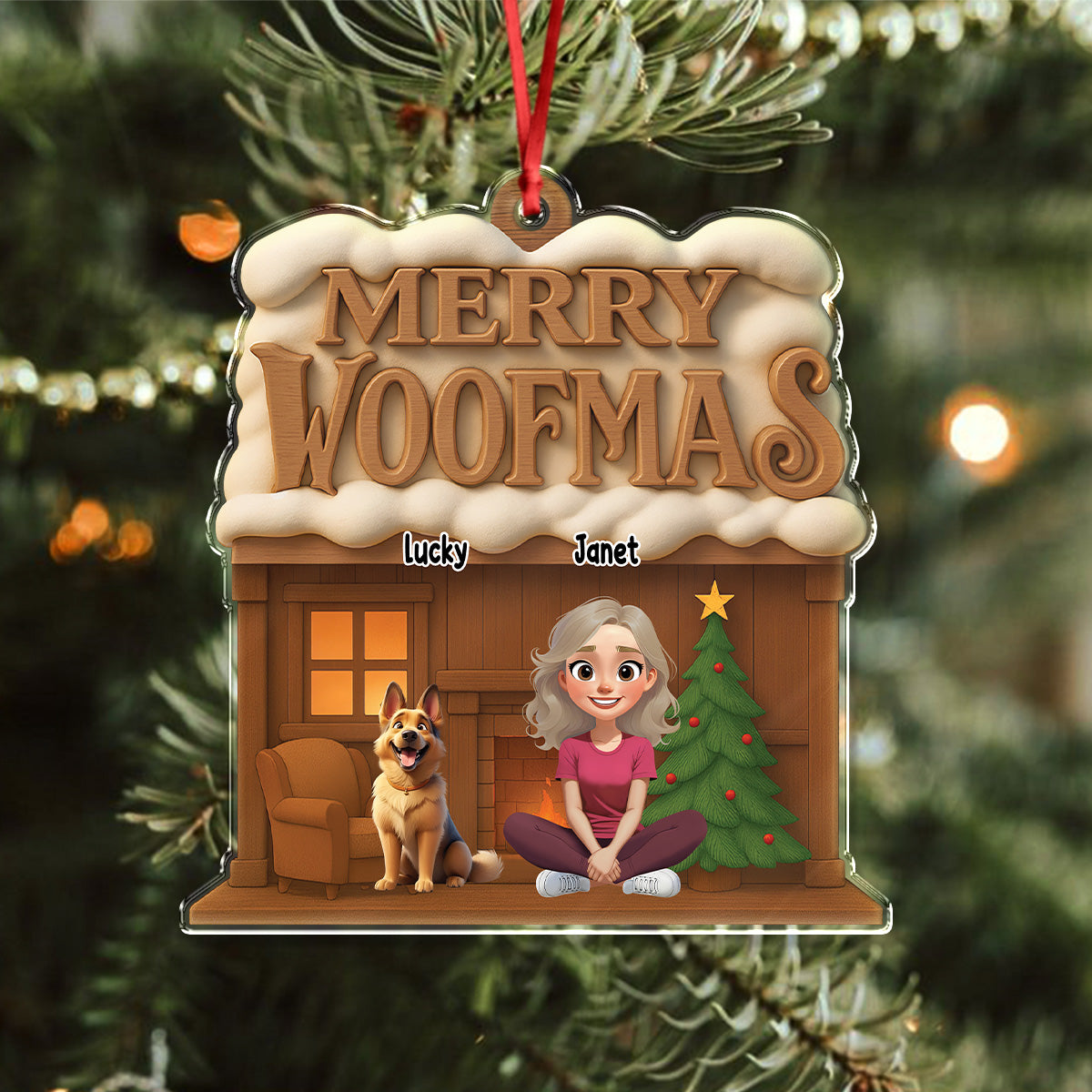 Personalized Merry Woofmas Acrylic Ornament For Dog Lover TH10 896529