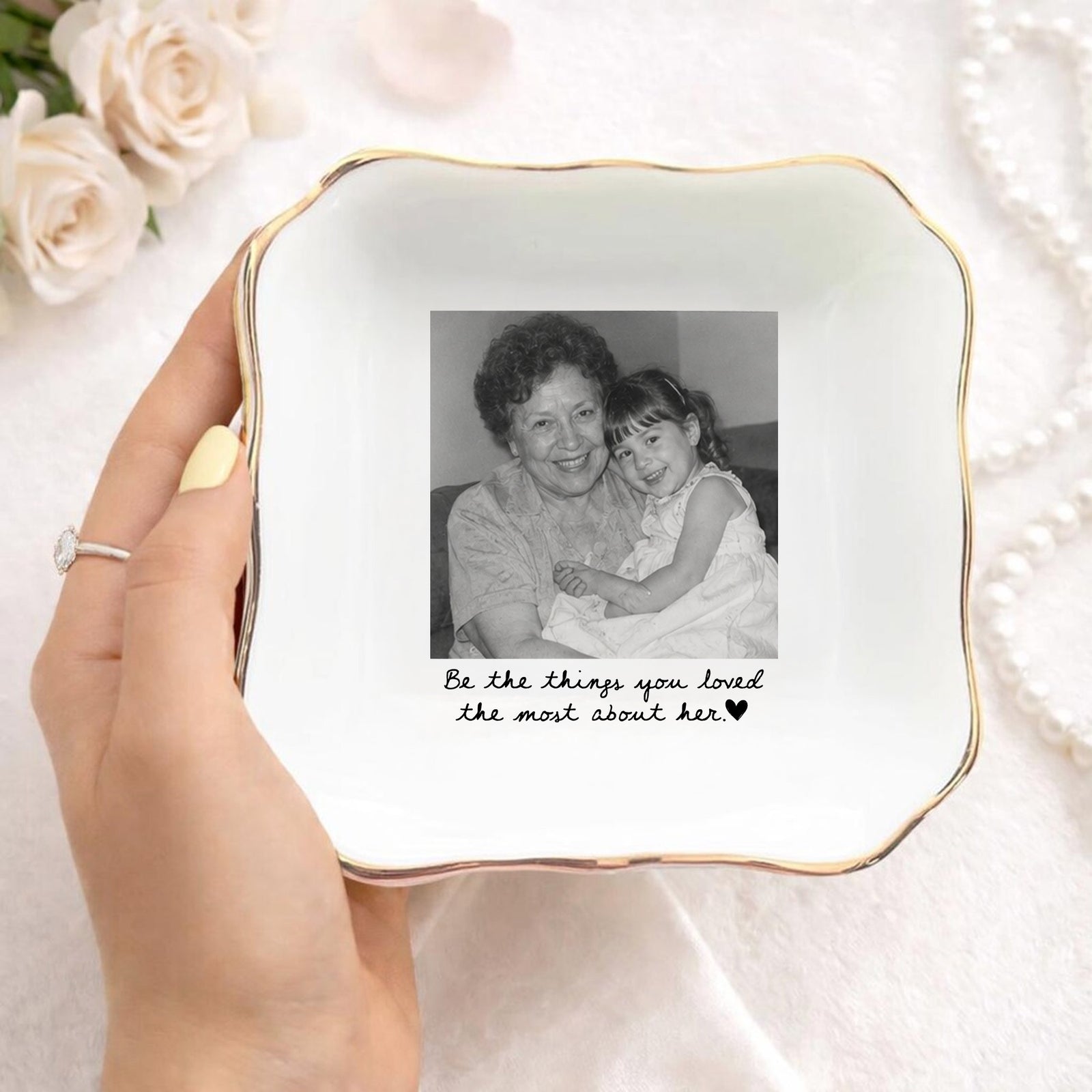 Custom Photo Be The Things You Loved About Her Memorial Jewelry Dish Gift For Family TH10 170541