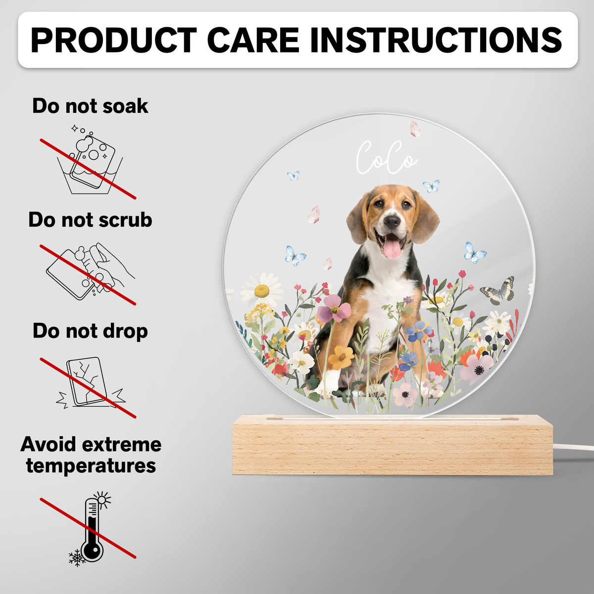 Custom Pet Portrait Photo LED Night Light Gift For Pet Memorial TH10 894487