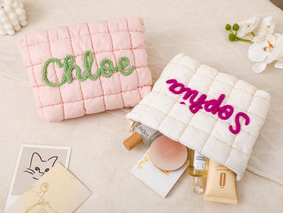 Personalized Name Quilted Nylon Makeup Bag- Gift For Mom, Girlfriend, Women, Bridesmaid Gift LM32 899545