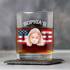 Custom Photo Kid And Dad US Flag Rock Glass HA75 892410