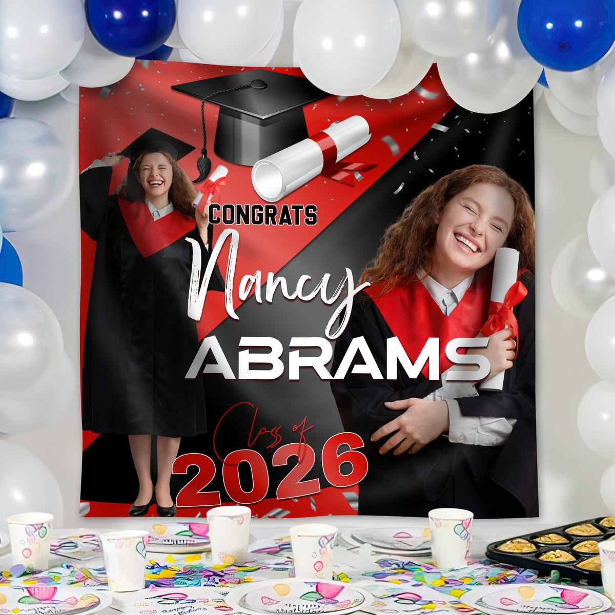 Personalized Class of 2026 Backdrop Senior Graduation Party Decoration LM32 899377