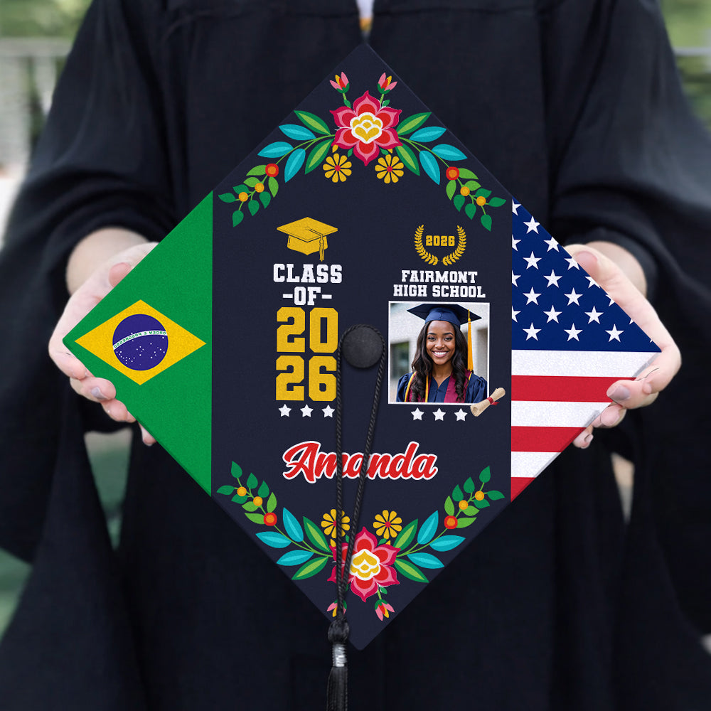 Personalized Country Flag Graduation Cap Topper Class of 2026 Gift CH07 910900
